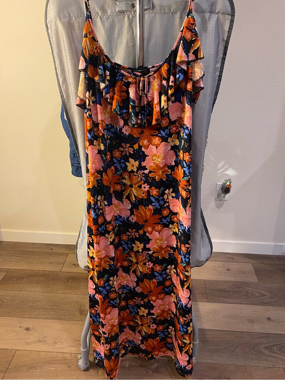 Rogue Floral Maxi Dress in Black, Blue & Orange